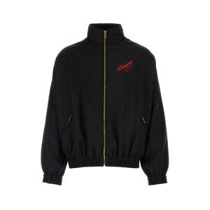 Willy Chavarria Men Black Wool Bomber Jacket